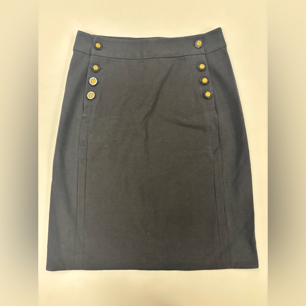 Tory Burch Black Skirt with Gold Button Accents
